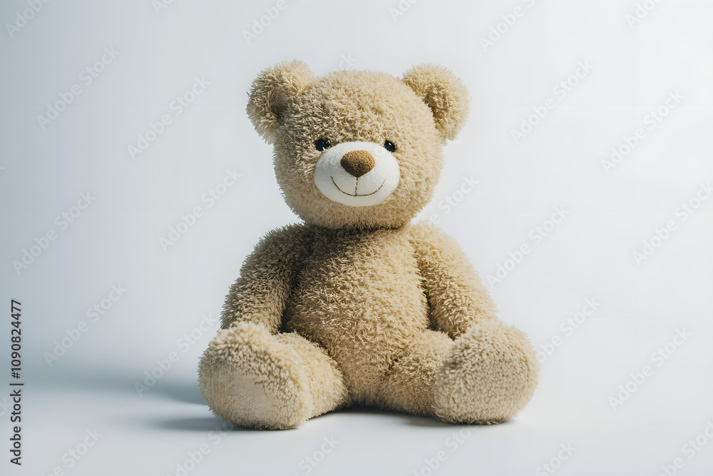 Obraz premium Cute Teddy Bear Sitting on White Background