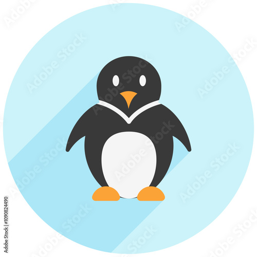 penguin rounded color icon. use for modern concept, print, UI, UX kit, web and app development. Vector EPS 10, related to winter, cold season.