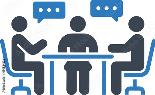 Group discussing around a table icon