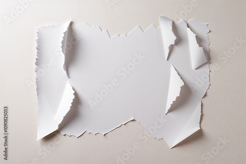 Jagged Paper Edges on White Canvas Background