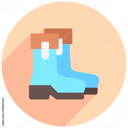 rain boots rounded color icon. use for modern concept, print, UI, UX kit, web and app development. Vector EPS 10, related to winter, cold season.