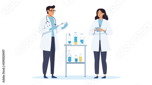 Diverse Male Female Scientists Conducting Experiment Laboratory