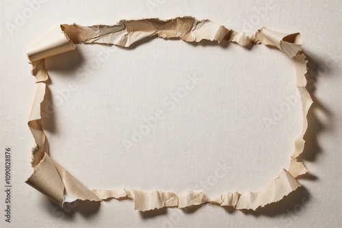 Vintage Ripped Paper Edge Design with White Canvas Texture Background