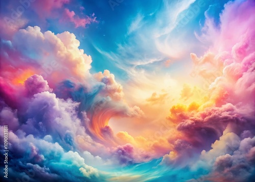 Ethereal Panoramic Abstract Cloud Background Featuring Soft Hues and Dreamy Textures for Artistic and Creative Projects