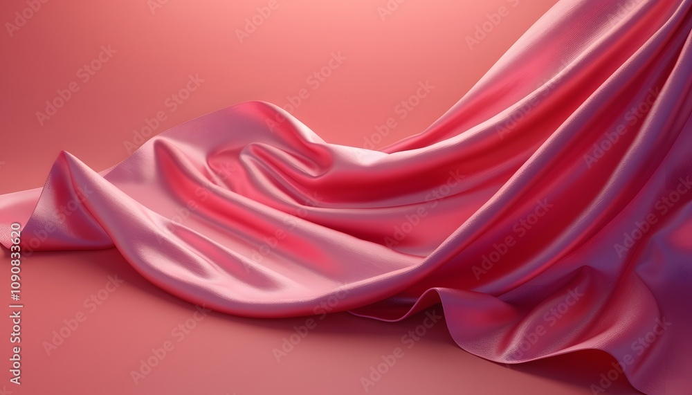 Fototapeta premium Dark red velvet bedsheet with waves.