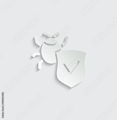 Cyber security vector icon, mobile or computer pc virus icon, cyber attack sign. Protection, malware icon, antivirus 