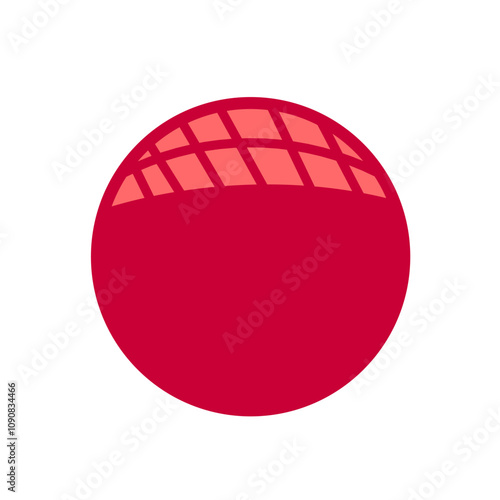 Vibrant red dodgeball or kickball, detailed texture, smooth vector design, simple white background