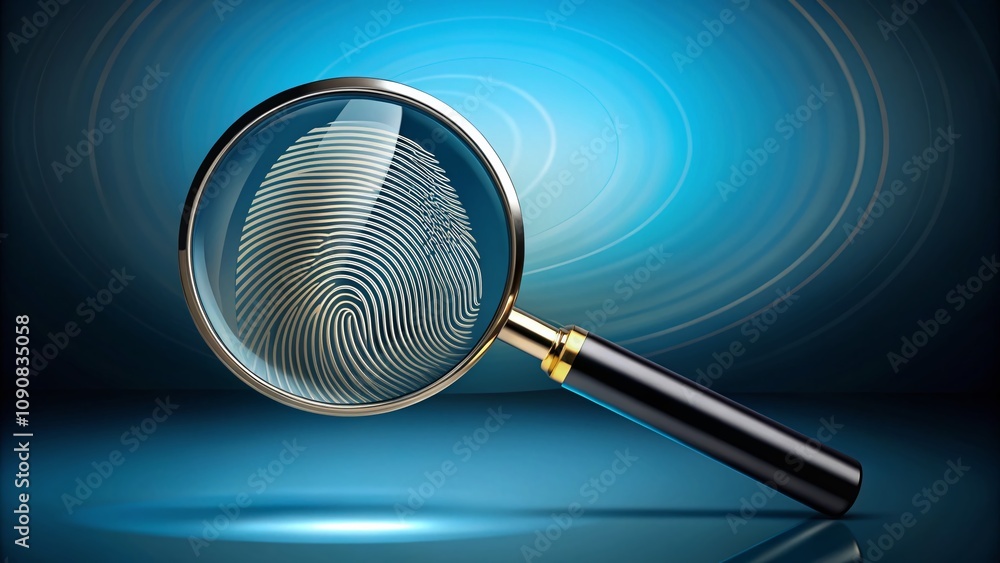 Fingerprint and Magnifying Glass Symbolizing Identity and Security Concept for Crime Investigation and Forensic Analysis with Ample Copy Space for Textual Content Fingerprint and Magnifying Glass Symbolizing Identity and Security Concept for Crime Investigation and Forensic Analysis with Ample Copy Space for Textual Content
