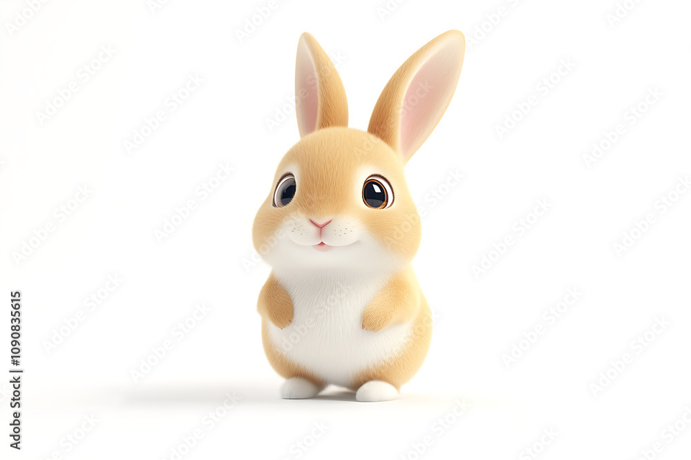 Fototapeta premium A cute, cartoon-style rabbit with big eyes and a friendly expression.