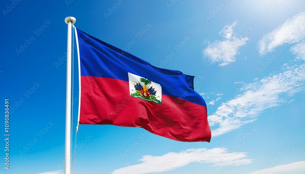 Naklejka premium ハイチの国旗(waving national flag of Haiti.) 