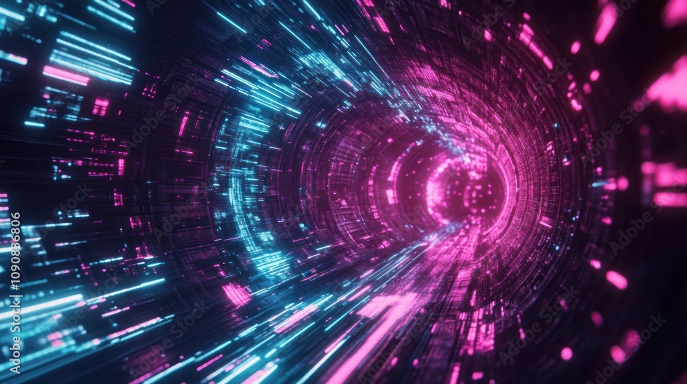 Fototapeta premium Neon Tunnel of Light