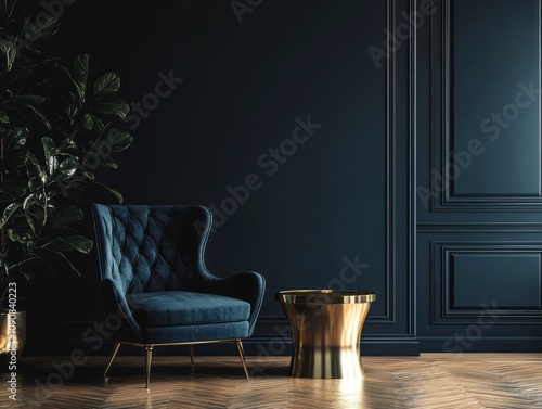 Elegant Dark Room Interior ...