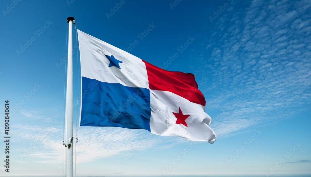 Fototapeta premium パナマの国旗(waving national flag of Panama.) 