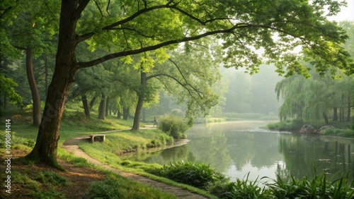 The gentle rustle of leaves accompanies a subtle breeze enhancing the serene ambiance of the natural oasis. photo