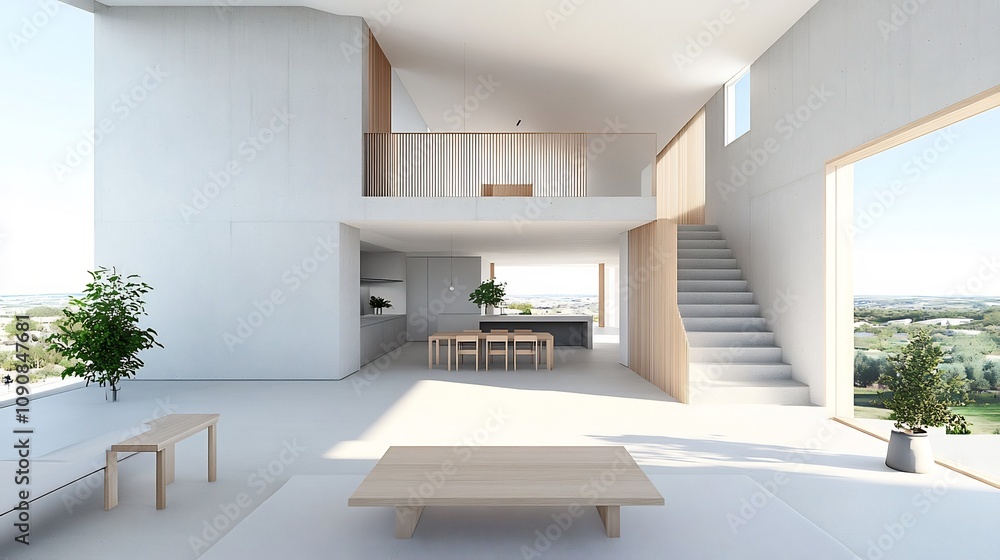 Minimalist Loft Living Room with Concrete Walls and Monochrome Decor Minimalist Loft Living Room with Concrete Walls and Monochrome Decor