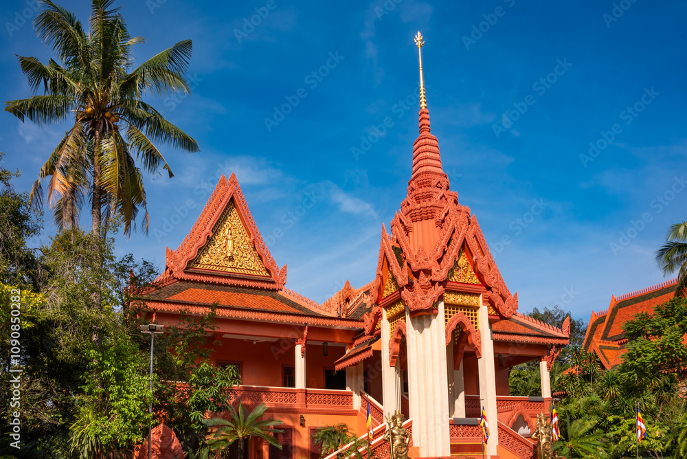 Fototapeta premium Building in Siem Reap, Cambodia. Traditional asian architecture