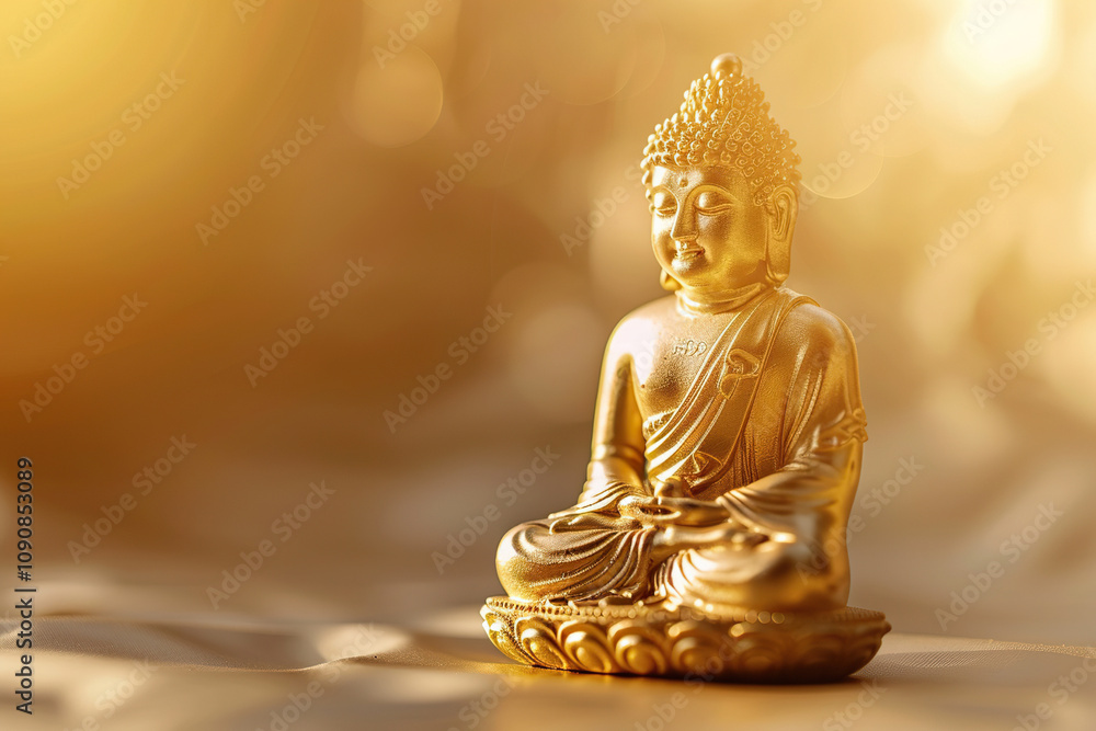 Fototapeta premium Beautiful greeting card with ancient statue great Buddha to bright holiday composition