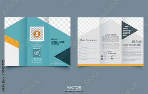 Corporate business trifold brochure template. Modern, Creative and Professional tri fold brochure design. For printing.