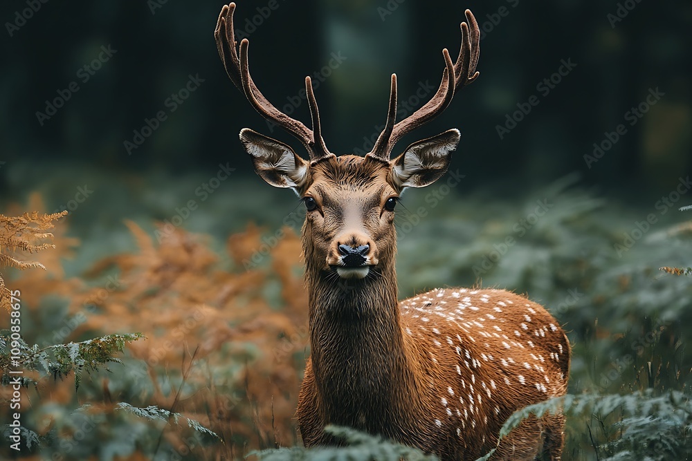 Alert Fallow Deer Portrait Serene Woodland Habitat Alert Fallow Deer Portrait Serene Woodland Habitat