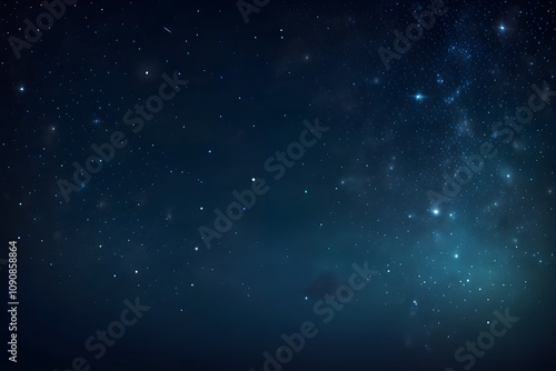 An enchanting view of a blue space night background showcasing a rich tapestry of luminous stars against a deep cobalt sky, highlighted by the faint glimmer. photo