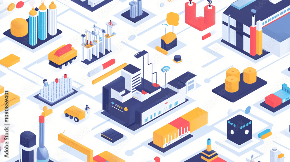 Fototapeta premium Enhancing supply chain operations through IoT integration, machine learning, and real-time analytics in smart factoriesEnhancing supply chain operations through IoT integration, machine learning, and 