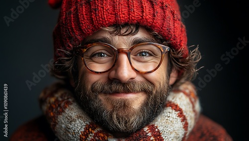 person wearing glasses and red hat

