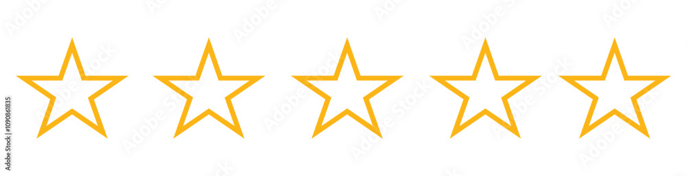 Obraz premium five star rating vector icon set, customer product review icon set, voting symbols, ranking icon set, rating symbol yellow outline, vector illustration on transparent background