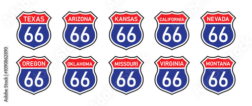 Route 66 classic icon, vector illustration