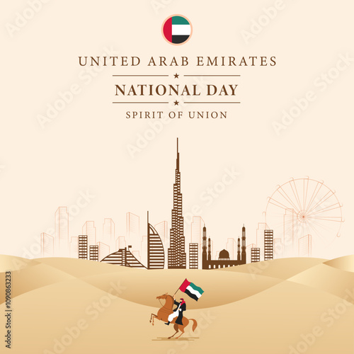 Dubai united Arab Emirates, United Arab Emirates National Day design illustration vector