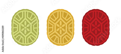 Red green yellow turtle cake kue tok  chinese new year