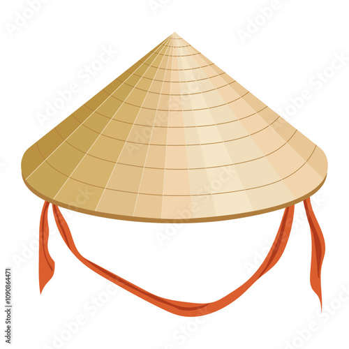 Vietnamese Non La, traditional hat vector art. head dress in triangle shape, cone hat, straw hat
