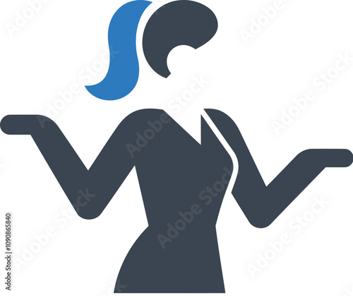 Blue ponytail woman icon