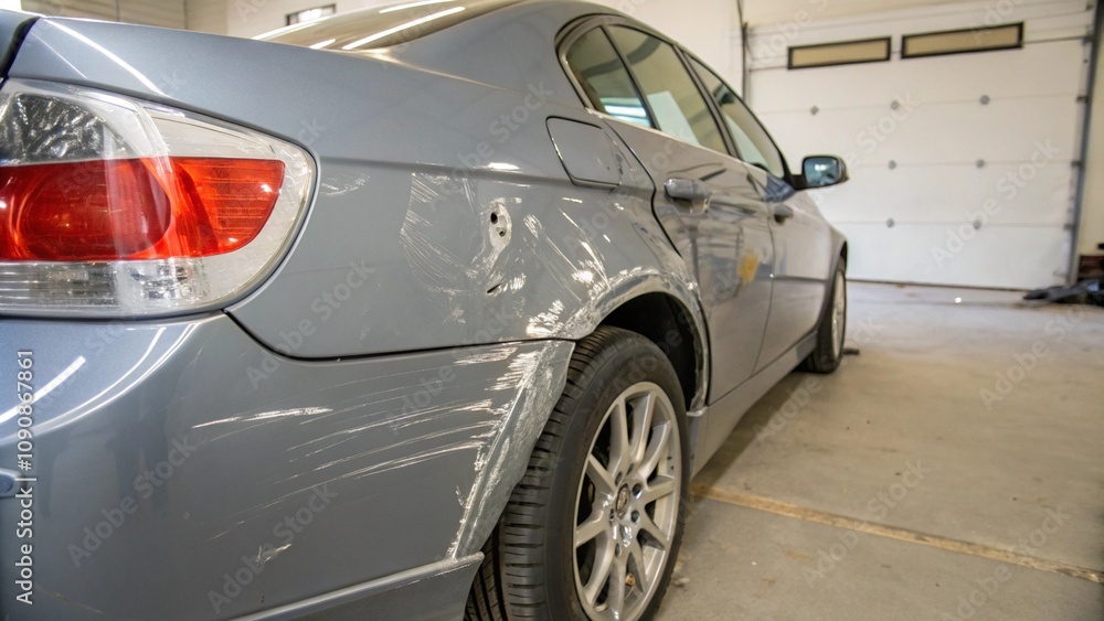 Fototapeta premium Photo Of Car Dent Repair Before