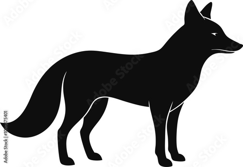 fox black silhouette isolated vector art Illustration with white background