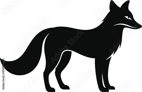 fox black silhouette isolated vector art Illustration with white background