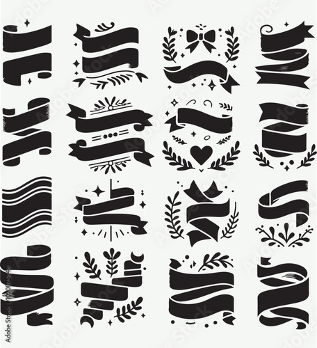 set ribbons vector.