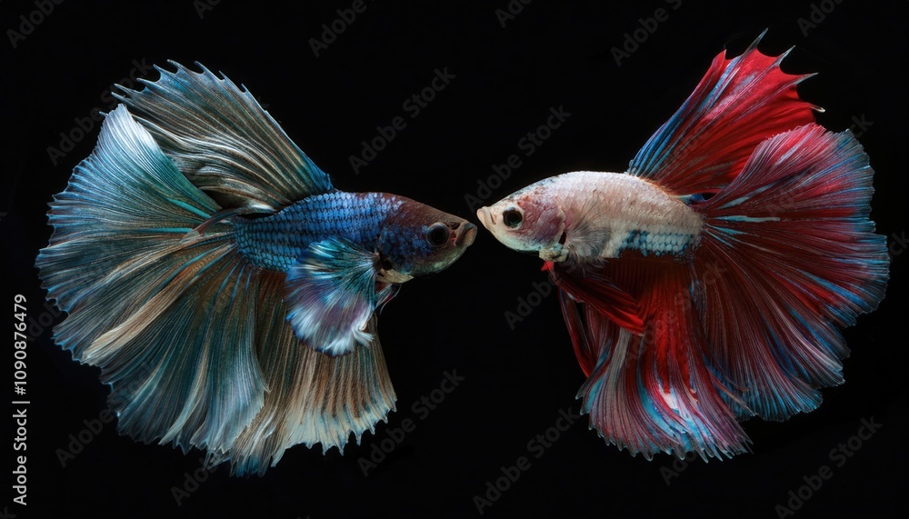 Fototapeta premium Colorful Big fin Siamese fighting fish 