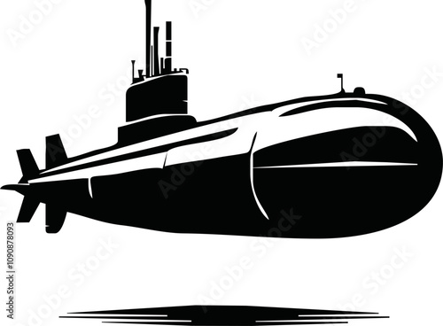 submarine silhouette design. military underwater transportation sign and symbol.