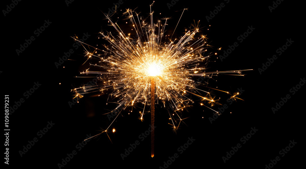 Sparkler creating bright sparks during a celebration at night Sparkler creating bright sparks during a celebration at night