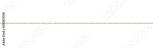 Thin beige rope stretched horizontally across the image, isolated on a white background. Simple, clean layout. Concept of minimalism or design elements