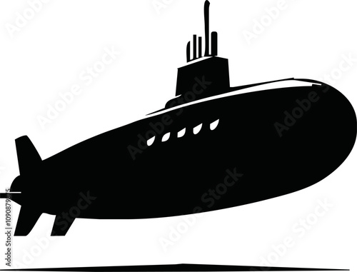 submarine silhouette design. military underwater transportation sign and symbol.