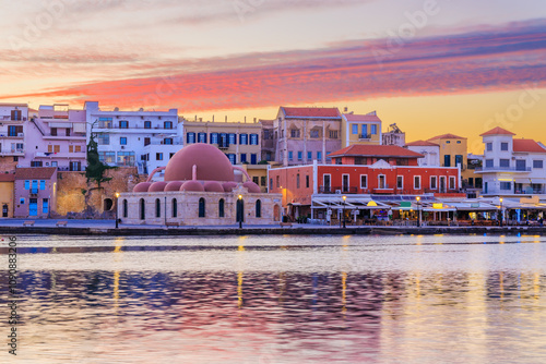 Obraz na płótnie Crete, Greece. Old Venetian Port of Chania. w salonie