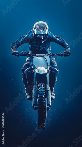 Illustration - Motocross Rider in Mid-Air Jump photo