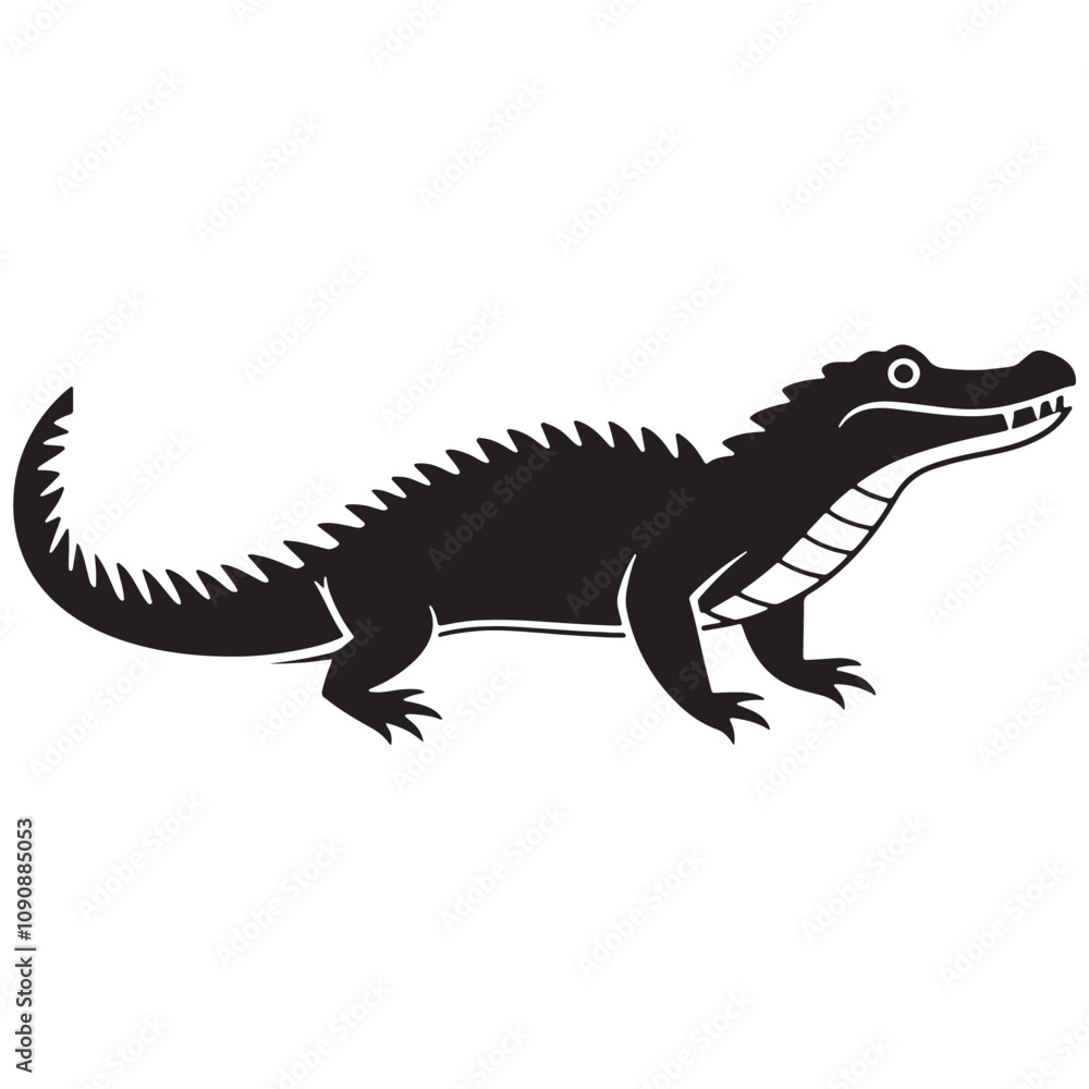 Obraz premium crocodile silhouette vector illustration Design on a white background.