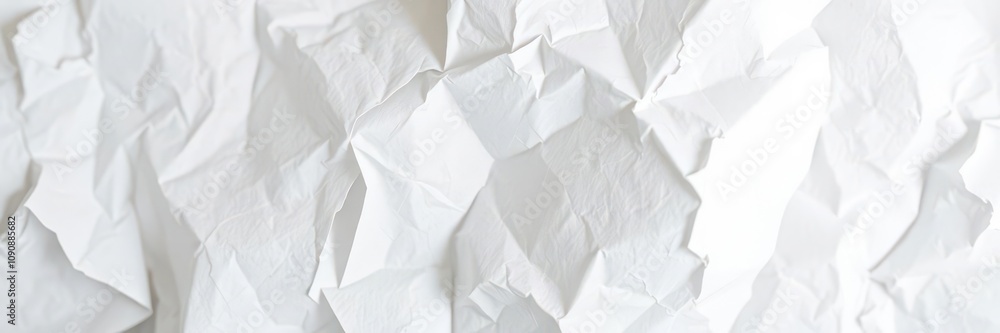 Obraz premium Close up of crumpled white paper with soft shadows, design, background
