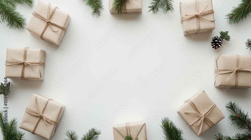 Festive Frame Mockup: Christmas and New Year Decorations on White Background.Concept of festive season, celebration, gift-giving,Retail, e-commerce, greeting cards, party planning. Festive Frame Mockup: Christmas and New Year Decorations on White Background.Concept of festive season, celebration, gift-giving,Retail, e-commerce, greeting cards, party planning.
