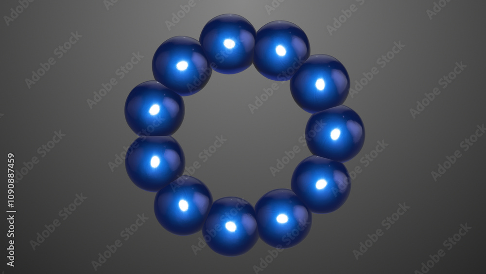 Obraz premium Abstract 3D Molecular Ring with Glowing Translucent Spheres