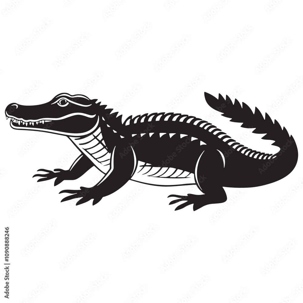 Fototapeta premium crocodile silhouette vector illustration Design on a white background.