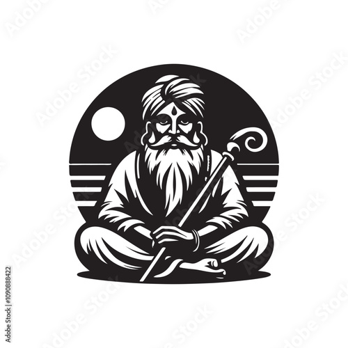 a guru purnima of silhouette vector
