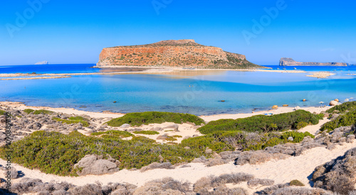 Obraz na płótnie Island of Crete, Greece. Balos Lagoon beach and Gramvousa island. w salonie